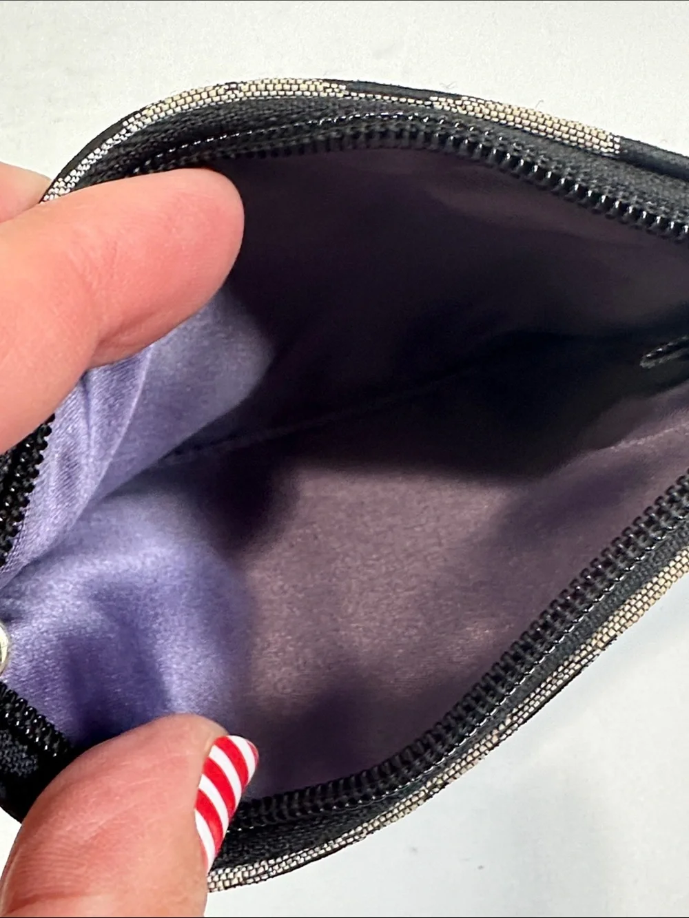 Coach Wristlet Pouch Black Gray Signature Canvas Purse Zipper Handle